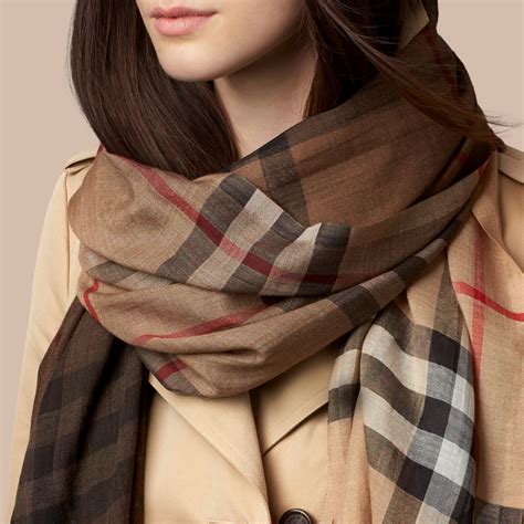 burberry unisex lightweight check wool and silk scarf camel|Reversible Check Wool Silk Scarf in Camel .